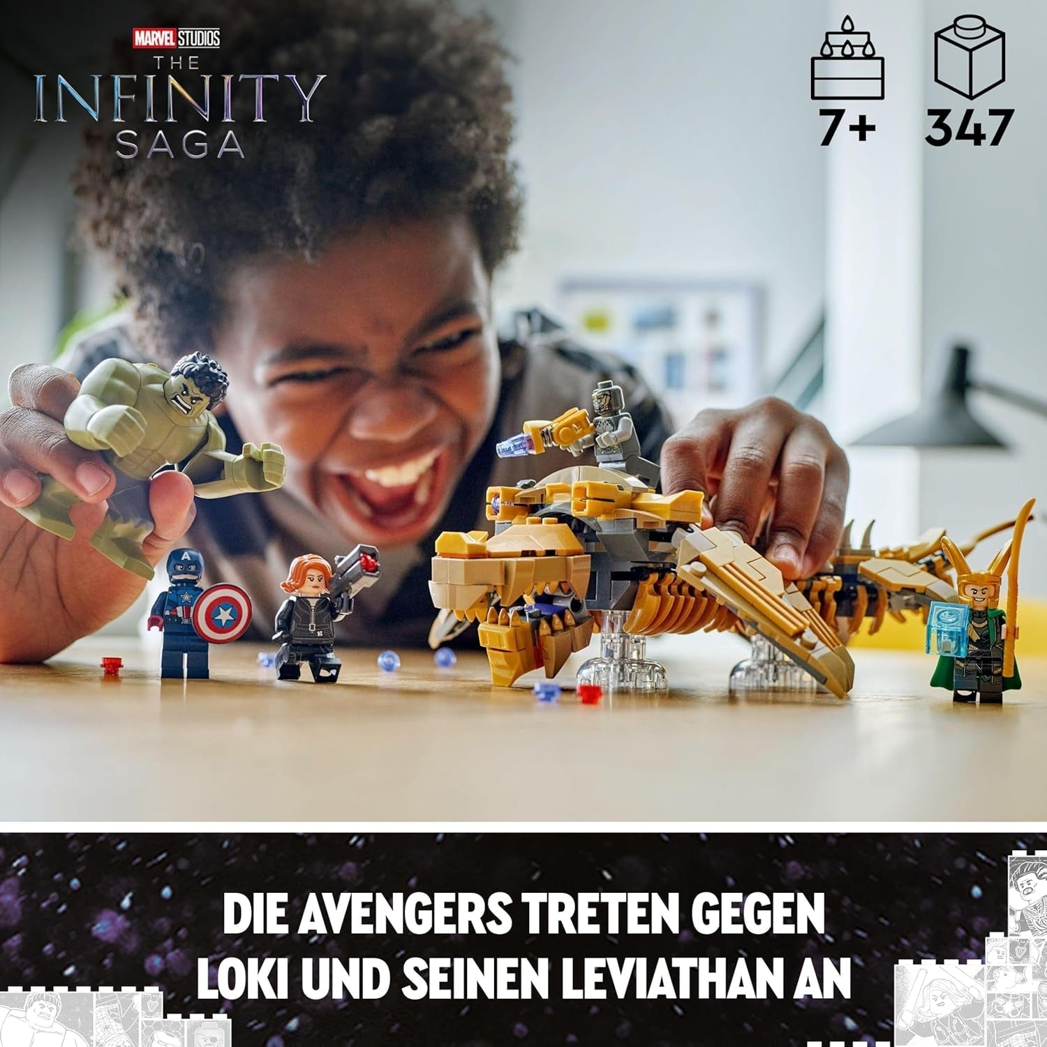 LEGO Marvel Vengadores vs. Set de juguetes de construcción Leviatán con minifiguras de Hulk y Capitán América, Loki, Viuda Negra y Chitauri Los Vengadores para niños y niñas 7+ 76290 Juegos de construcción Besuche den LEGO-Store