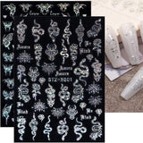 6 Blatt Schmetterling Nagelsticker Selbstklebend Laser Silber Schmetterlings Nagelaufkleber 3D Aurora Silber Schwarz Schmetterlinge Nagel Pegatinas Frühling Nageldesign Nail Sticker Nail Art Zubehör