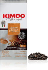 3x Café en grano Espresso crema intenso, tostado medio oscuro, café en grano entero, bolsa de 1 kg, café de Nápoles