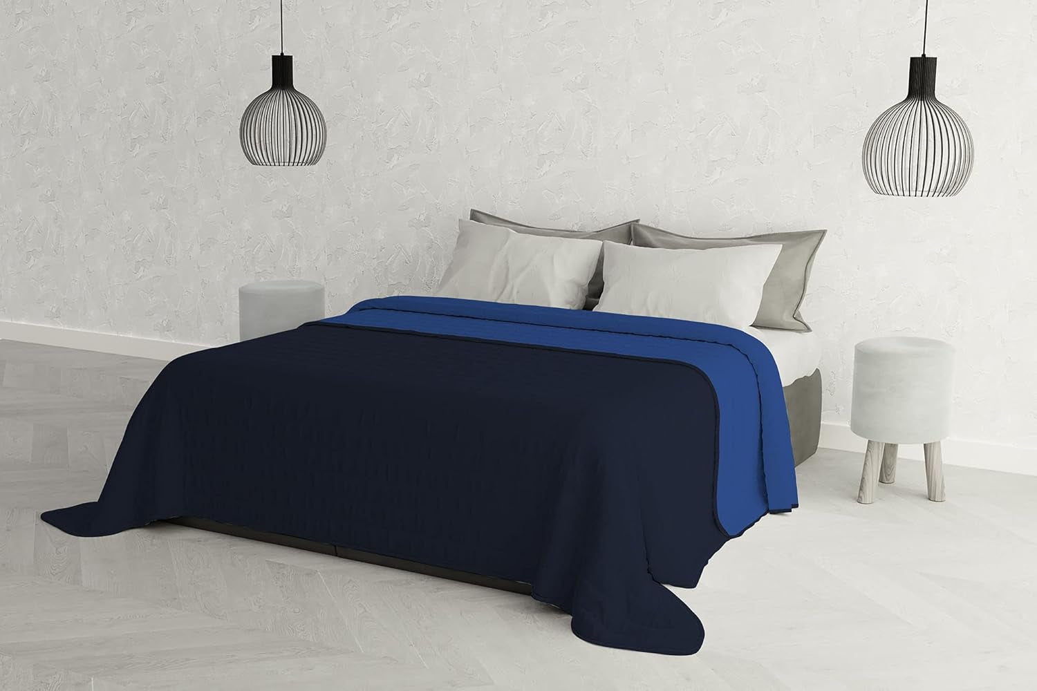 Ropa de cama italiana Estivo cama individual, lino, Aqua, 170 x 270 cm Edredones y colchas Naty Shop Azul 260 x 270 cm