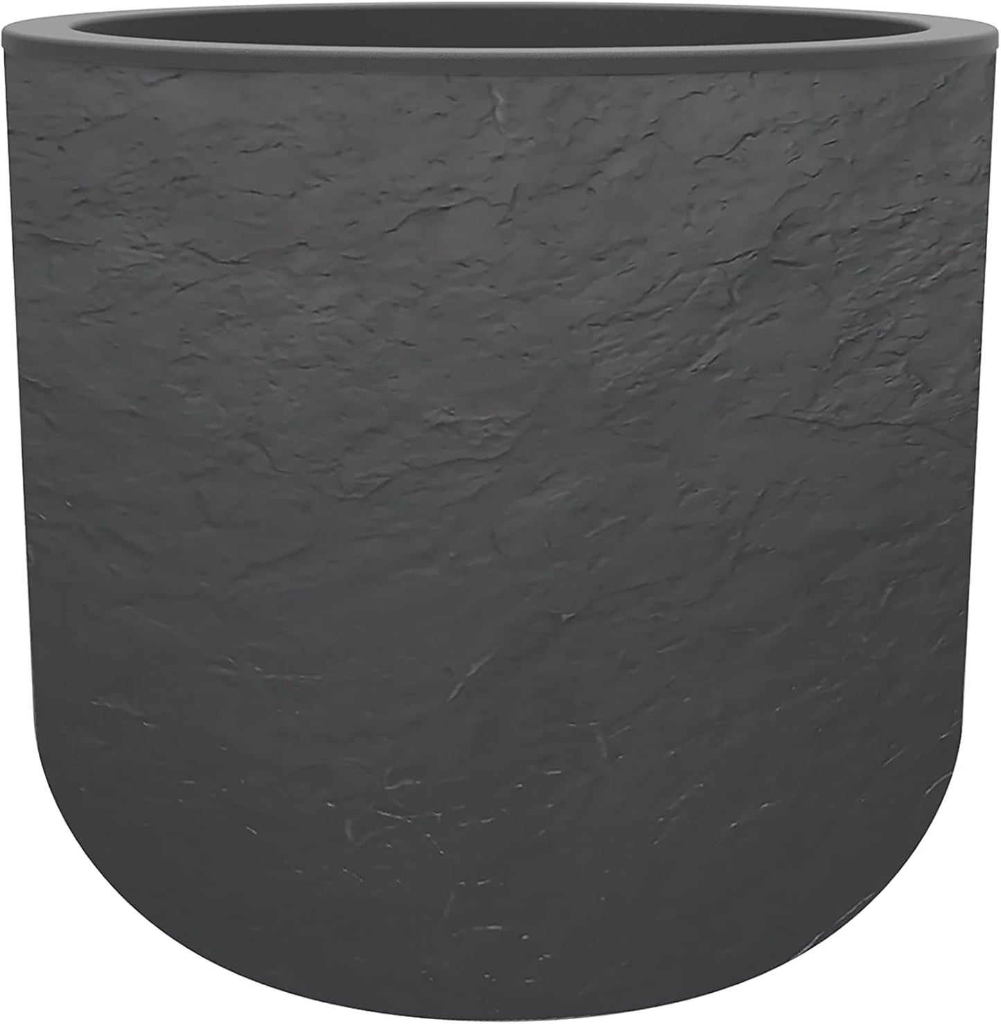 - Maceta redonda, 40 cm, Volcania'Up 32,5 l, aspecto piedra, pared simple, zona depósito de agua, Ø 38,5 x A. 36,8 cm, gris antracita