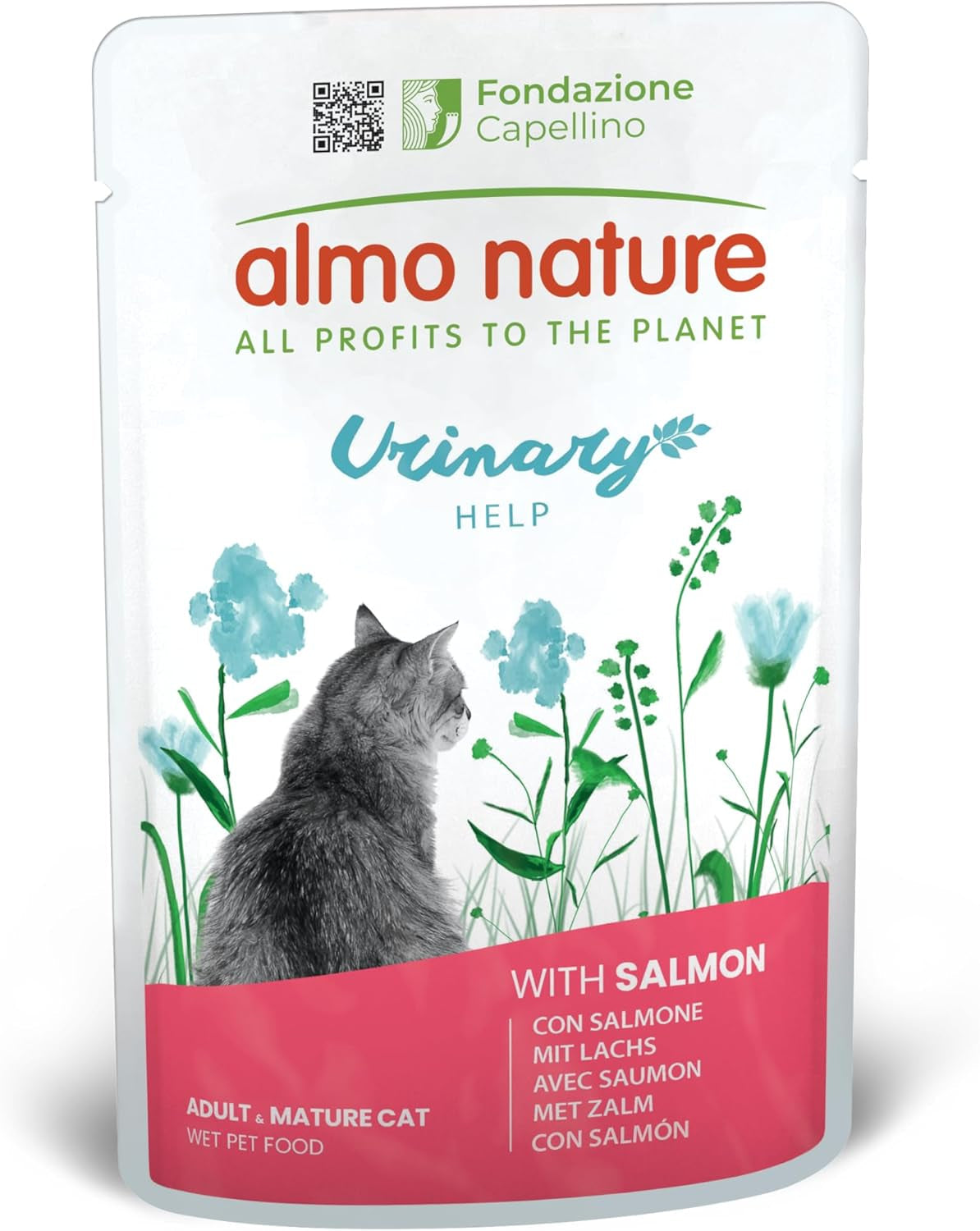 almo Nature Functional Urinary Help - Comida húmeda para gatos adultos con salmón - Favorece la salud del tracto urinario - 30 sobres de 70 g cada uno
