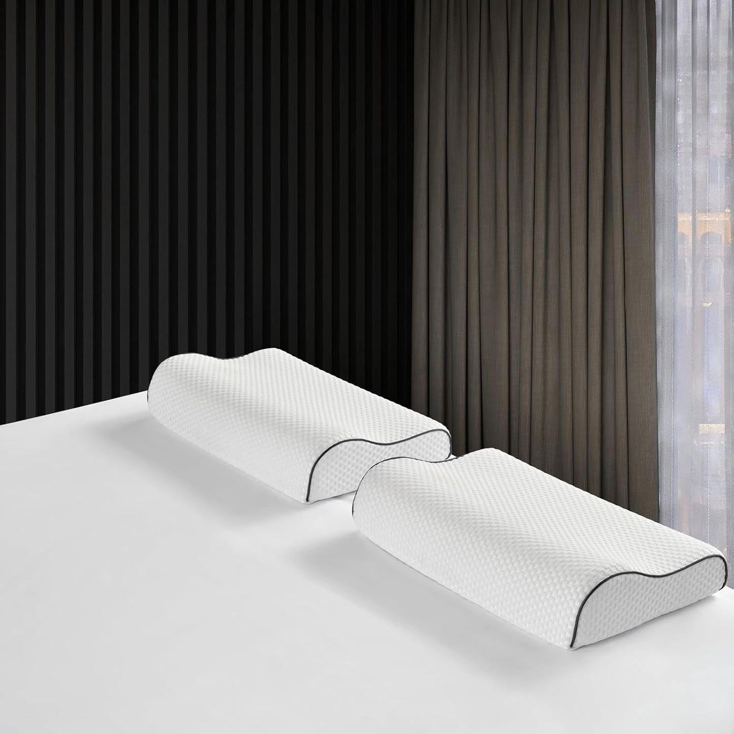 Z-Hom Almohada Cervical, Almohada Viscoelástica, Almohada para Dormir De Lado, Almohada Ergonómica, Almohada Antirronquidos, Almohada Ortopédica para Dormir, Funda Extraíble (49 X 30 X 7/10 Cm) Almohadas Ortopédicas Cervicales Naty Shop