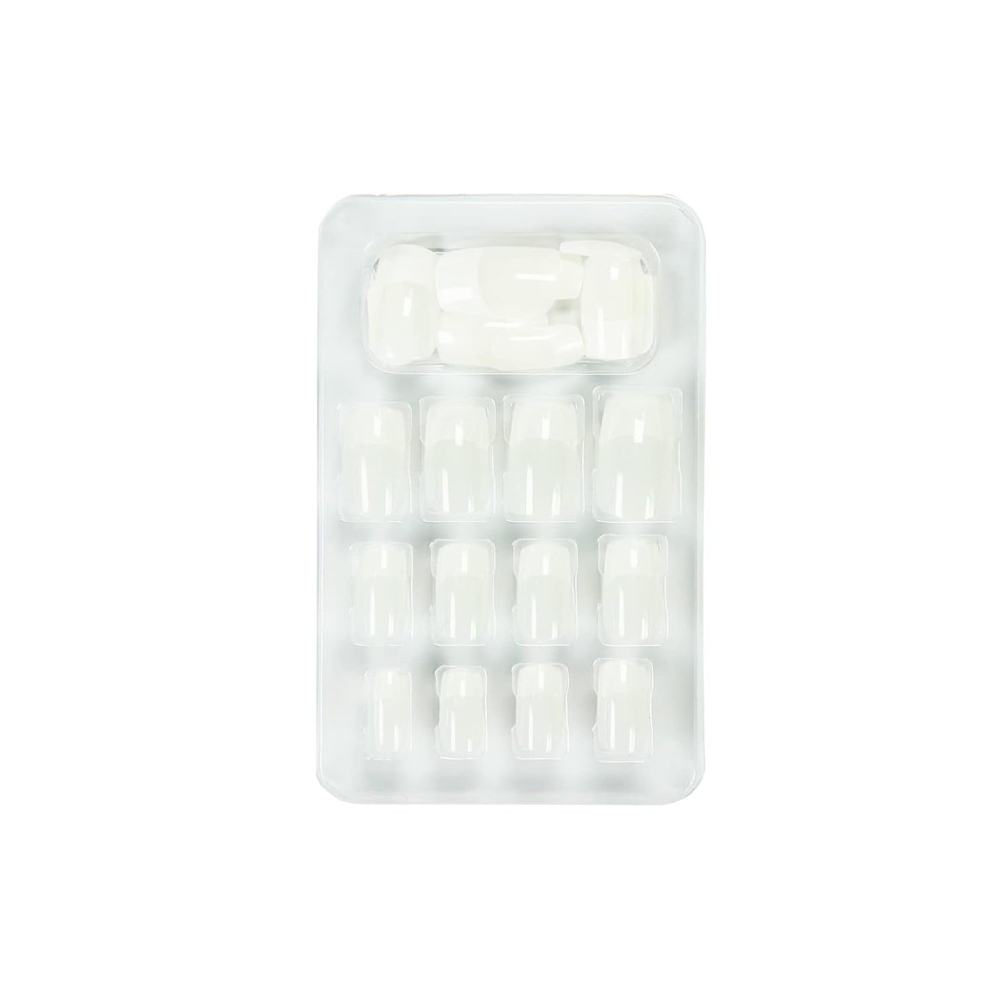 Glam'Up Paris - Uñas Postizas - Cobertura Total - Fácil de Usar - 24 Uñas Postizas Por Caja + Cinta Adhesiva Doble - Forma Cuadrada XL - N° 3 - Manicura Francesa, Blanco