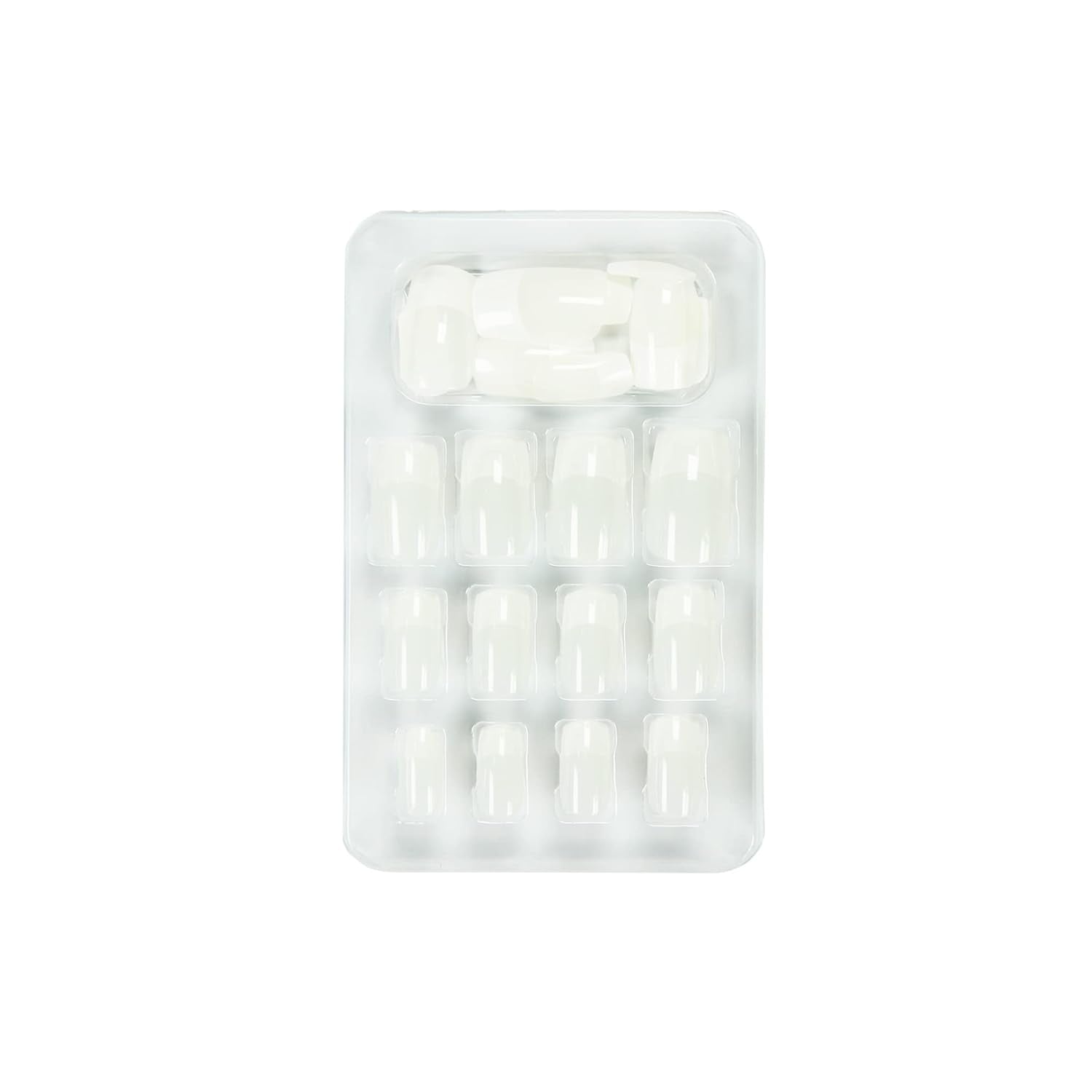 Glam'Up Paris - Uñas Postizas - Cobertura Total - Fácil de Usar - 24 Uñas Postizas Por Caja + Cinta Adhesiva Doble - Forma Cuadrada XL - N° 3 - Manicura Francesa, Blanco