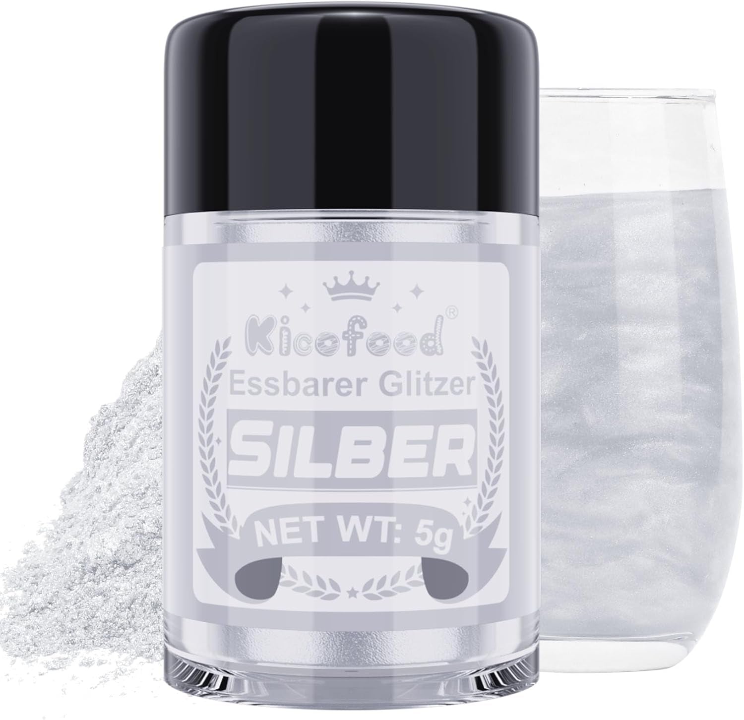 Kicofood, purpurina comestible, 5 gramos, varios colores Glitter Naty Shop Plata