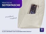 Traumnacht Cosy Back cojín de lectura, 70 x 40 cm beige, funda desenfundable y lavable de 100% poliéster, práctico bolsillo lateral, certificado Öko-Tex, fabricado según los estándares de calidad alemanes