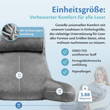 Ella Almohada de Lectura para Cama y Sofá con Rollo para el Cuello Desmontable - Almohada de Respaldo para Cama - Almohada de Lectura de Espuma Viscoelástica con Reposabrazos, Ideal para Leer, Ver TV, Relajarse o Como Respaldo - Gris