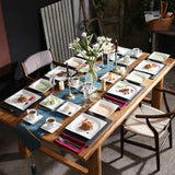 MALACASA, Serie Monica, Vajilla para 12 personas, Porcelana blanco-crema, Servicio combinado con 12 tazas de café, 12 platillos, 12 platos de postre, 12 platos llanos y 12 platos llanos
