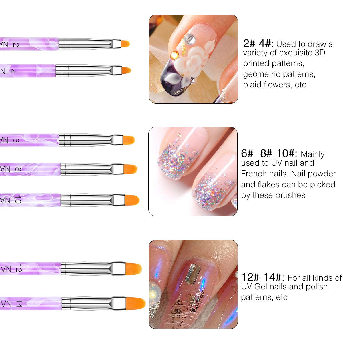 Juego de pinsel de uñas, 10 piezas Gelnägel Pinsel Nagellackstift Acrylpinsel para gel UV Nägel Acrylfingernägel Nailart Maniküre Nageldesign Zubehör