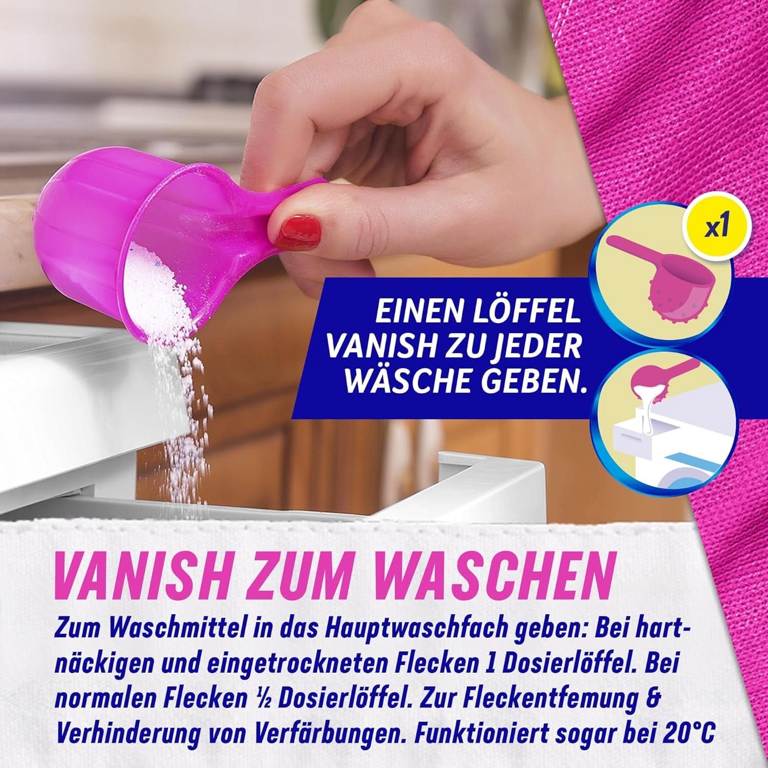 Vanish Oxi Action Powder Pink - 1,125 Kg - Polvo quitamanchas y mejorador de la ropa sin cloro - para ropa de color Detergentes para la ropa Naty Shop