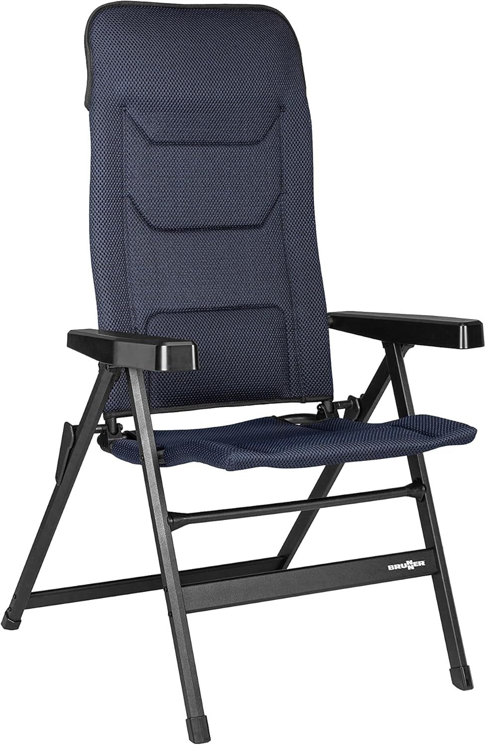 BRUNNER Rebel PRO (S-M-L) Silla plegable para camping, jardín, terraza Fabricada en aluminio, regulable en 5 posiciones, capacidad de carga hasta 150 kg, respaldo alto, negro o azul Cojines de viaje Naty Shop Título predeterminado