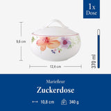Villeroy & Boch - Azucarero Mariefleur, colores surtidos, apto para lavavajillas, microondas, azucarero con tapa, azucarero, contenedor, accesorio para café, vajilla floral, porcelana premium