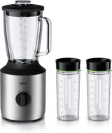 Braun Powerblend 3 JB 3150 BK Batidora con base - 1,5 L Glas-Mixaufsatz, Küchenhelfer Zum Zerkleinern, Pürieren & Mixen, 800 Watt, Schwarz Kitchen Naty Shop Edelstahl/Schwarz Single