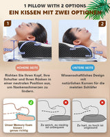 Almohada para el dolor de cuello, almohada ortopédica ergonómica para el cuello, almohada de espuma viscoelástica abdominal para la espalda lateral, almohada antironquidos para hombres y mujeres (62 * 34,5 * 12/8 CM) Almohadas ortopédicas cervicales Naty Shop