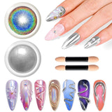 BISHENGYF Polvo de uñas cromado plateado, metal Holo Chromfarbener Nagelpuder, 1G Cromepulver Nägel Glitzer Glänzende Silver Nagelpulver Spiegeleffekt Pigment Nagelkunst, Diy-Design-Dekor Frauen Geschenk
