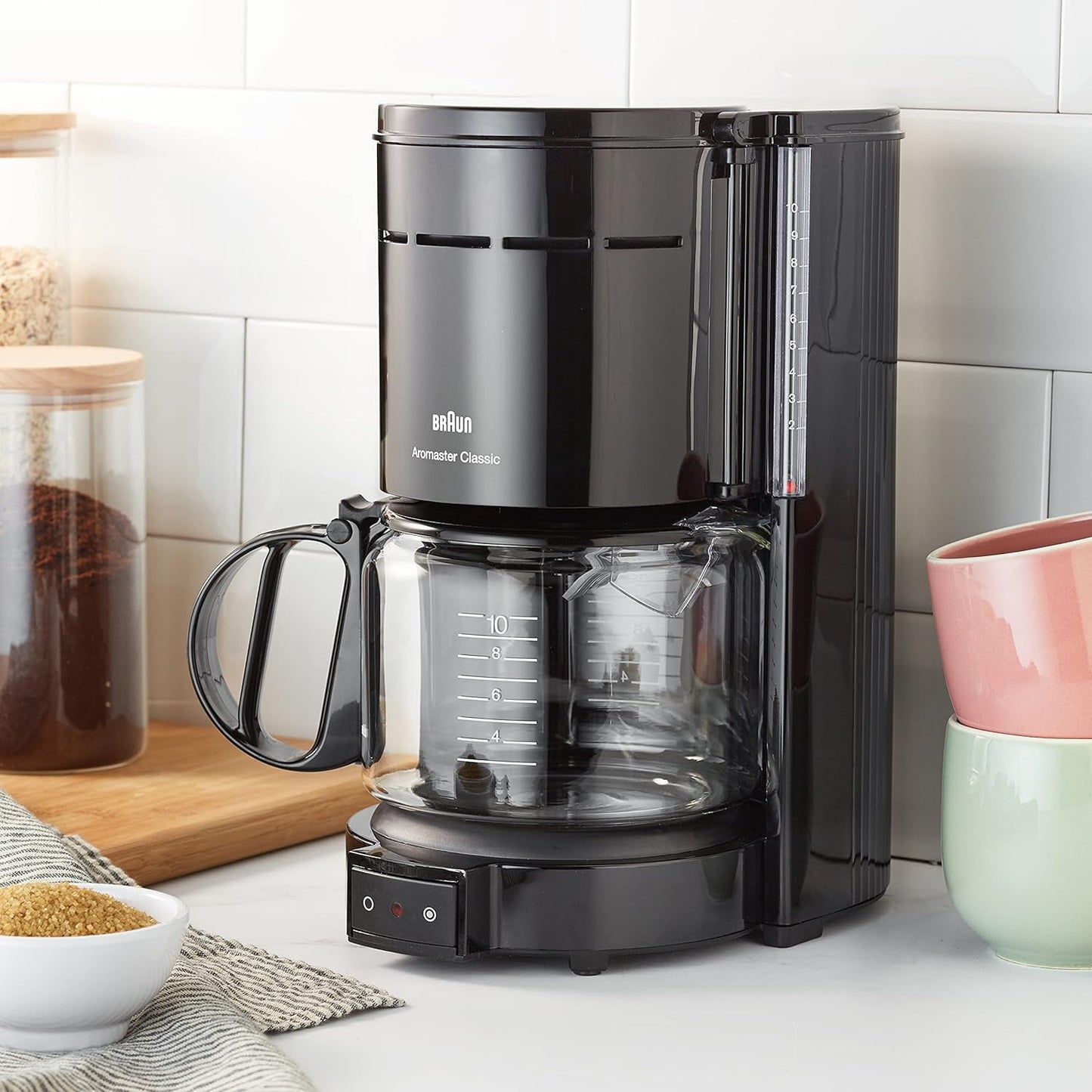 Cafetera espresso Braun KF 47 BK - Cafetera espresso con filtro y jarra de cristal para café filtrado clásico, café aromático gracias al sistema OptiBrew, sistema antigoteo, apagado automático, negra