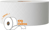 Papel higiénico Renova Jumbo BLK, 12 rollos a 170 M, papel blanco, 2 capas