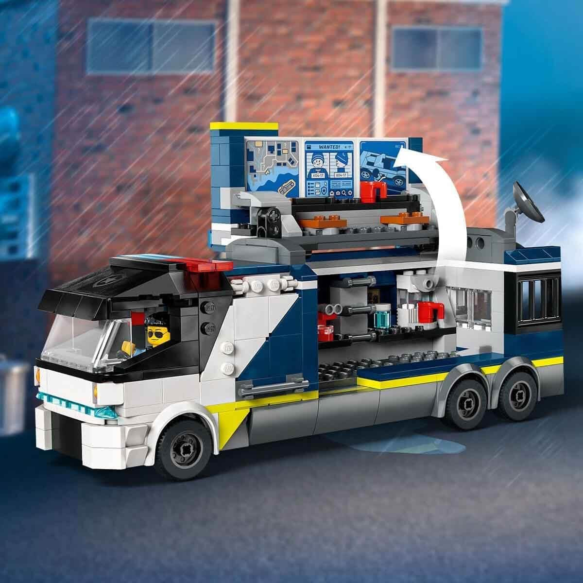 LEGO City Camión de policía con laboratorio, set de policía cuádruple y camión de juguete para niños, regalo para niños y niñas a partir de 7 años, además de 5 minifiguras: 2 policías, 1 científico y 2 ladrones 60418 Juegos de construcción Beuche den LEGO-Store