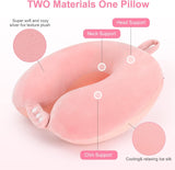 TALLGO Almohada de Viaje para el Cuello, La Mejor Almohada de Avión de Espuma Viscoelástica para Reposacabezas, Almohada Suave y Ajustable para Avión, Coche y Hogar, Almohadas Ortopédicas Cervicales Rosadas Naty Shop