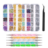 Diamantes de imitación para uñas con herramientas de punteado, decoración de uñas 3D, juego de piedras con purpurina para uñas, purpurina para decoración de uñas, accesorios para uñas, diseño de uñas con pinzas
