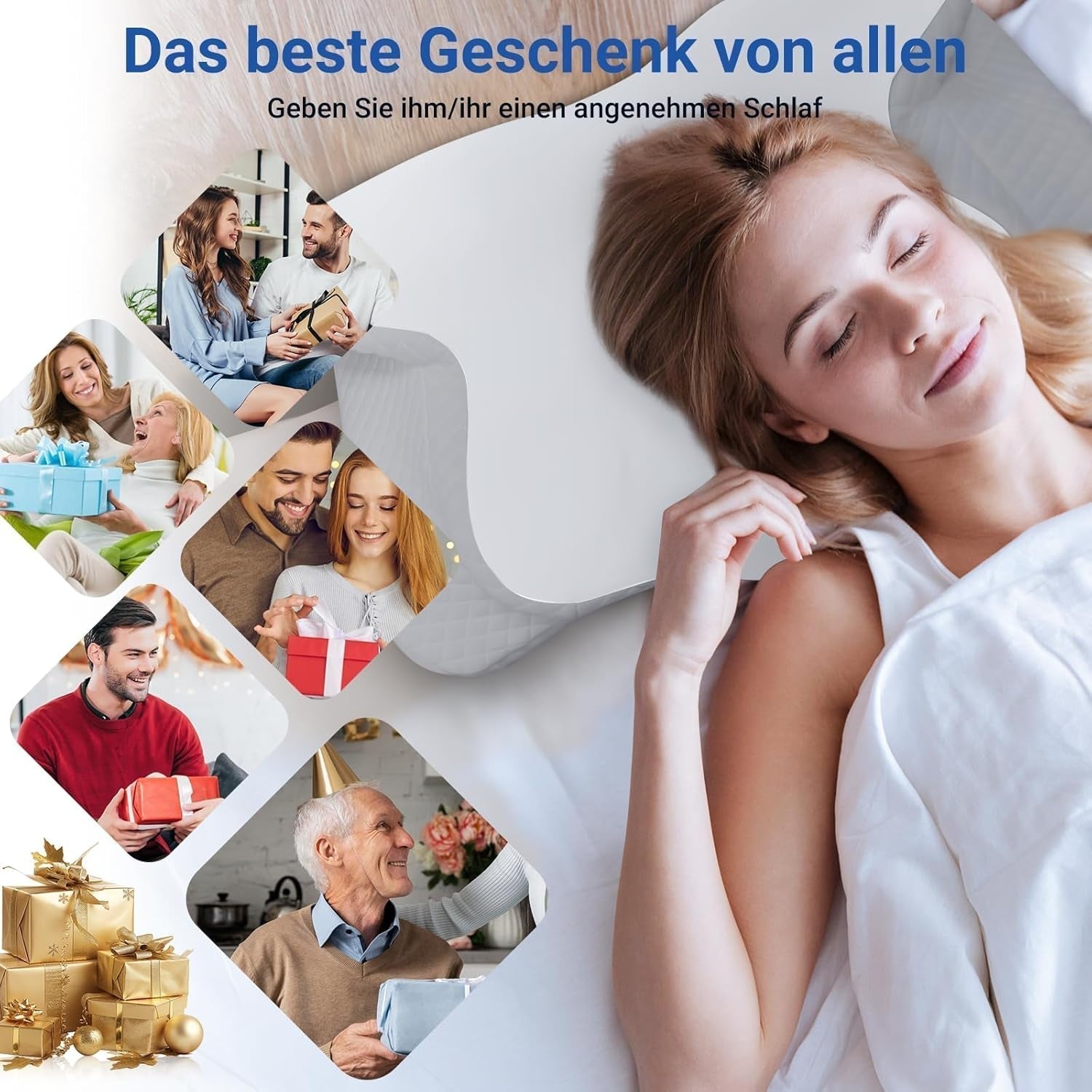 NVKHG Almohada De Espuma Viscoelástica Almohada Ergonómica para El Cuello Almohada para La Cabeza, Almohada De Espuma Viscoelástica Almohada para La Cabeza para Dormir De Lado, Boca Arriba Y Boca Abajo para Mejorar La Calidad del Sueño, 60X41X13/11Cm Almohadas Ortopédicas Cervicales Naty Shop