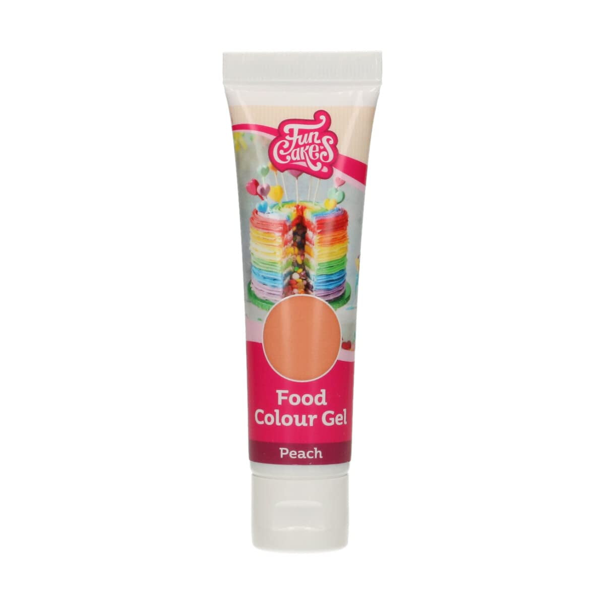 Colorante alimentario Funcakes Melocotón Gel: Colorante alimentario altamente concentrado para masas, natas, fondant y mazapanes. Fácil dosificación. Una sola gota para crear colores vibrantes. Halal. 30 gramos.