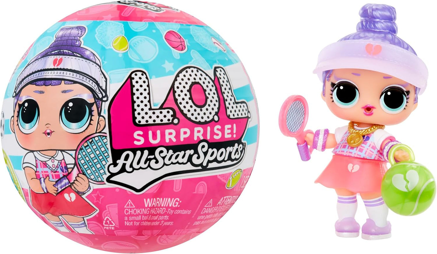 Jajaja ¡Sorpresa! Colección All-Star Sports Vault Tots: incluye 1 muñeca, embalaje blindado, 12 muñecas coleccionables, 8 accesorios para unboxing, ideal para edades de 4 años en adelante, rosa