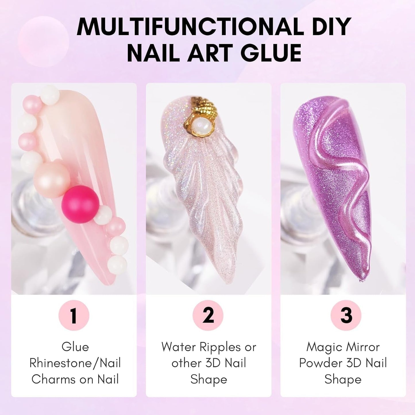 Makartt Gel Adhesivo de Diamantes de Imitación - Juego de Pegamento de Uñas UV de 15 ml con Dijes de Uñas Rosas, Joyería de Uñas con Círculo de Corazón y Accesorios de Diseño de Uñas para Manicura en el Hogar, Regalo del Día de San Valentín