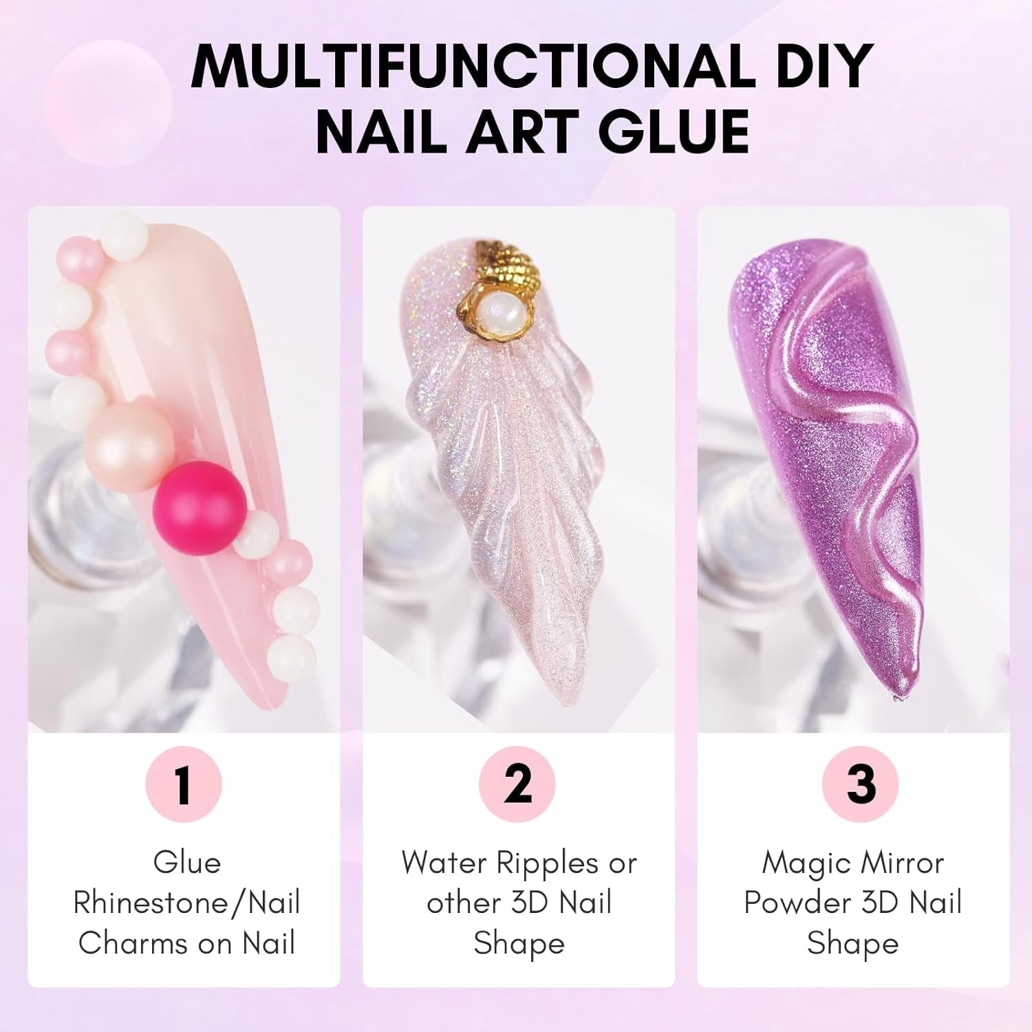 Makartt Gel Adhesivo de Diamantes de Imitación - Juego de Pegamento de Uñas UV de 15 ml con Dijes de Uñas Rosas, Joyería de Uñas con Círculo de Corazón y Accesorios de Diseño de Uñas para Manicura en el Hogar, Regalo del Día de San Valentín