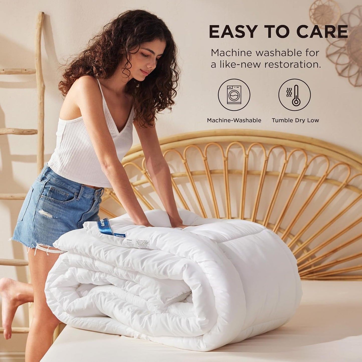 BEDSURE Edredón acolchado Full/Queen (88"X88") Edredones y edredones blancos Naty Shop