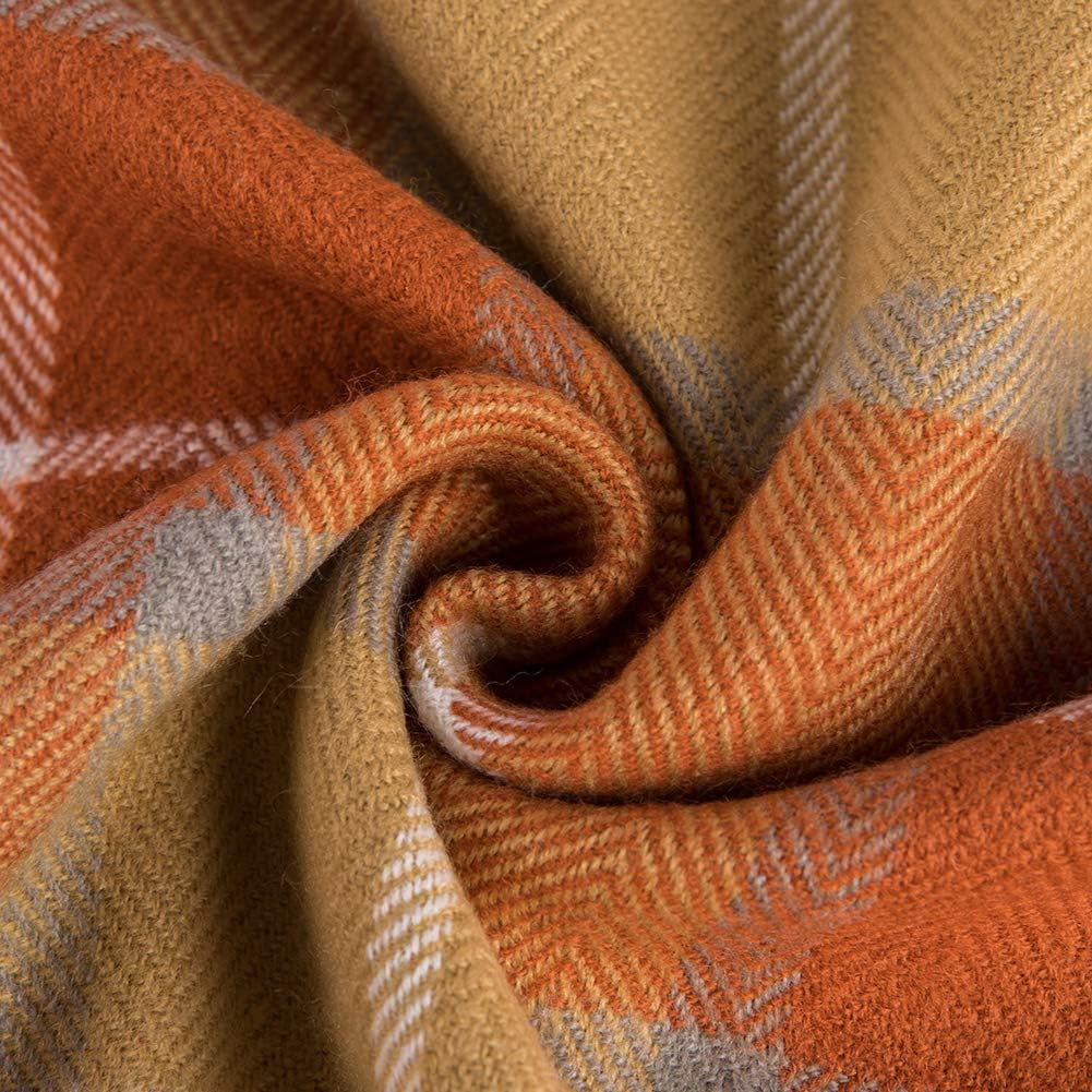 G Lake Camas y Mantas Manta a Cuadros Naranja Acrílico Suave Reversible Colcha con Flecos de Colores Regalo para Decoraciones navideñas 127 cm de Ancho x 170,2 cm L-Calabaza Naranja G Lake