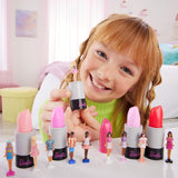 Barbie Mini Barbieland Juego de 5 muñecas Fashionistas, Aprox. Juego de colección sorpresa de minimuñecas de 3,8 cm de altura con fundas de lápiz labial (los estilos pueden variar), JBD26 Naty Shop Dolls