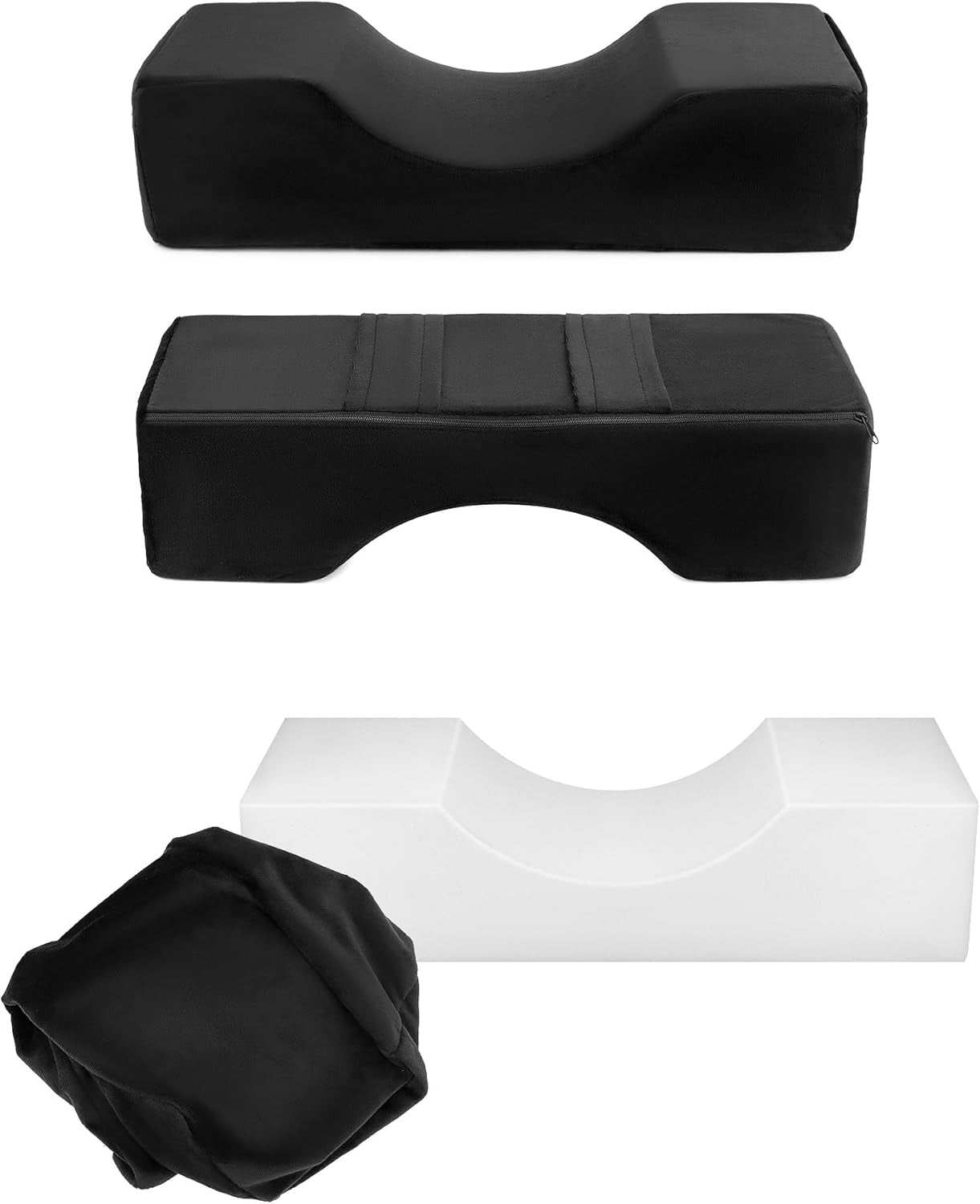 QWORK® Almohada de Pestañas, Almohada de Maquillaje de Belleza en Forma de U, Almohada de Pestañas Ergonómica para Alargar, Almohada de Pestañas de Espuma con Memoria para Salón de Belleza Uso en el Hogar (Negro) Almohadas Ortopédicas Cervicales Naty Shop