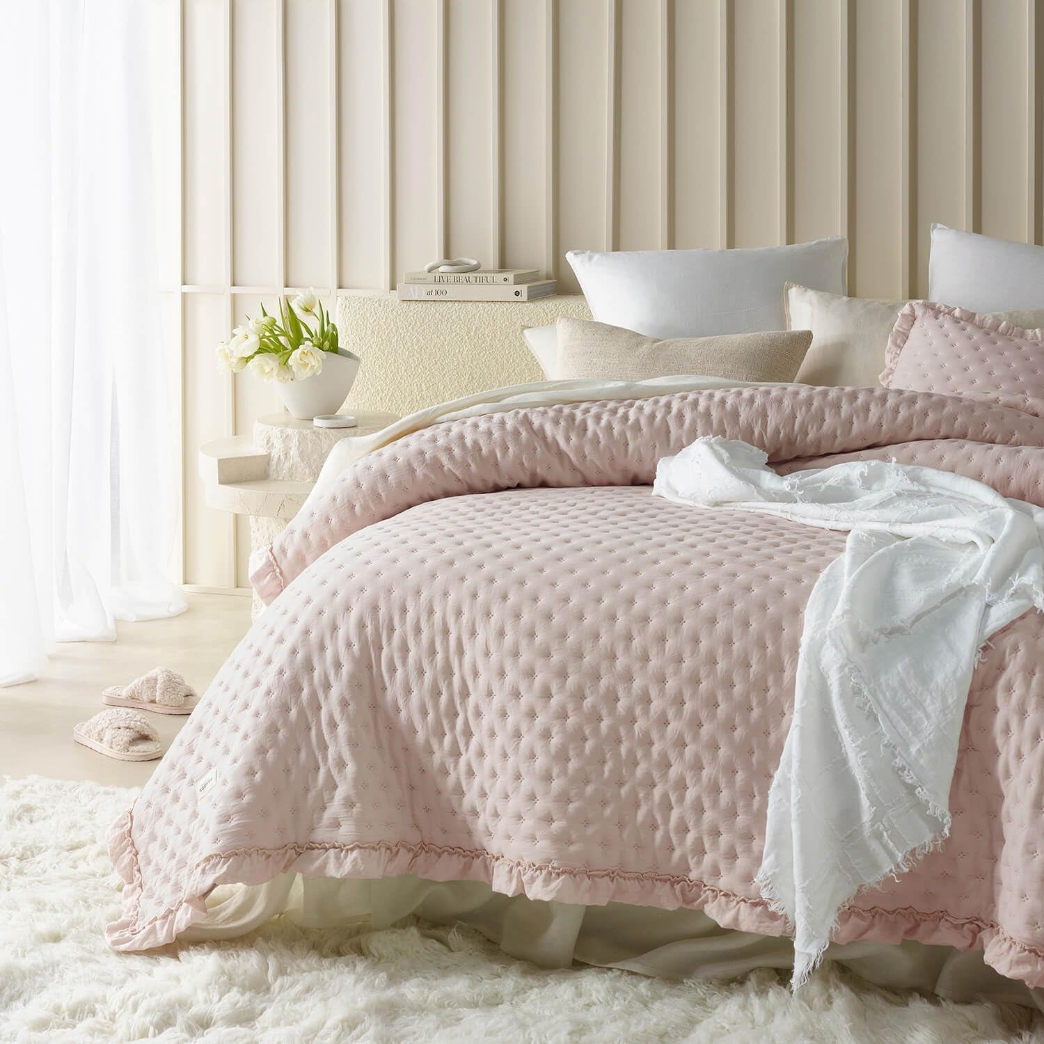 Colcha elegante Molly en rosa empolvado 170 x 210 cm Colcha versátil como colcha o manta de sofá para cama y sofá Estilo manta Ideal como colcha Camas y mantas Besuche den ROOM99-Store