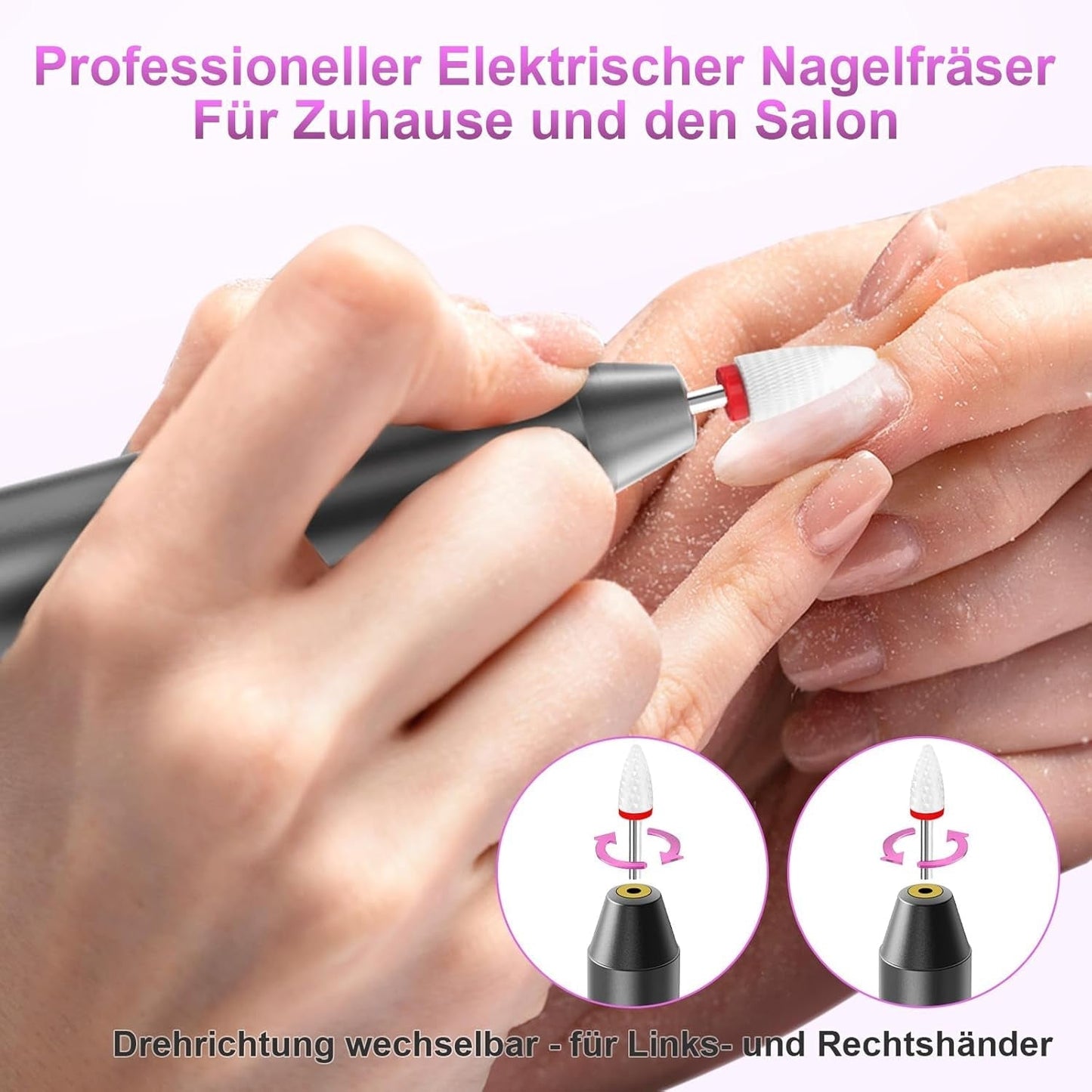 Lima de uñas eléctrica inalámbrica - 35000 RPM para uñas de gel, lima de uñas profesional y acrílica 12 en 1, juego de manicura y pedicura de 5 velocidades