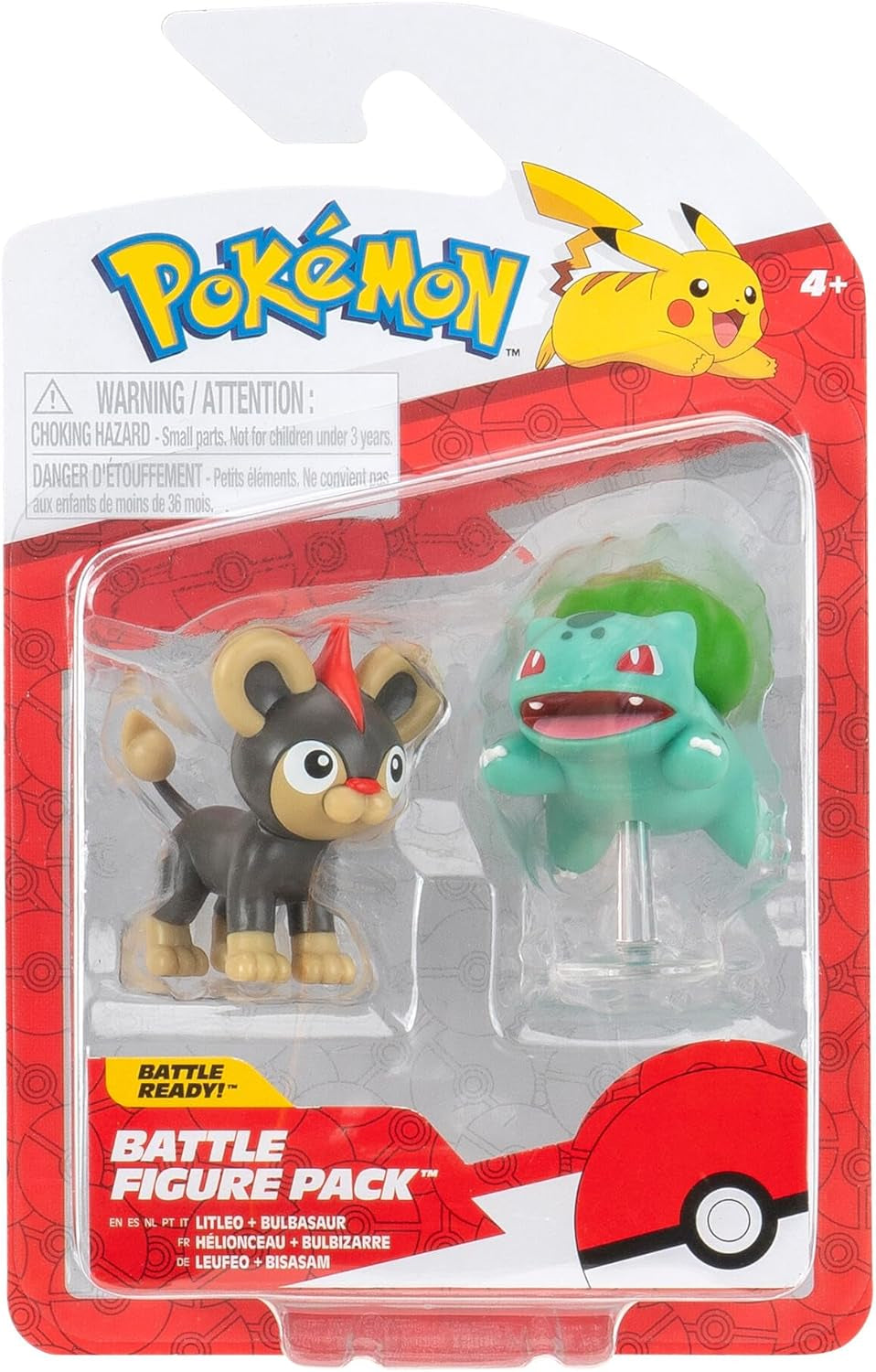 Pokémon PKW3583 - Paquete de figuras de batalla - Leufeo y Bisasam, figuras oficiales detalladas, figuras de acción de 5 cm cada una Naty Shop Título predeterminado