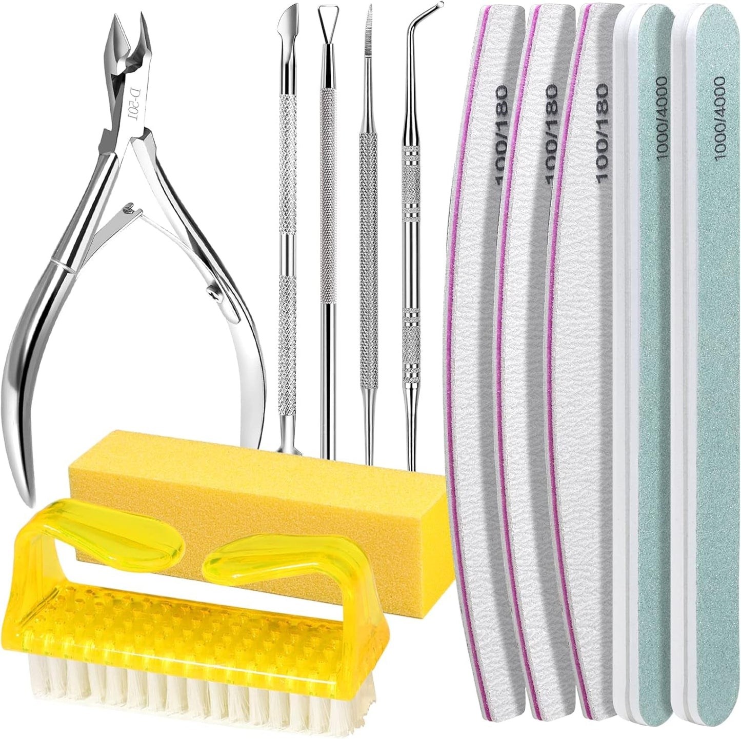FANDAMEI Set de manicura, Buffer Für Nägel, Nagelfeile 100/180, Nagelfeilen Für Gelnägel, Nagelhautschieber, Buffer Für Gelnägel, Feilen Für Gelnägel, Nagelzange, Nagelfeilen Set, Maniküre & Pedicure Set