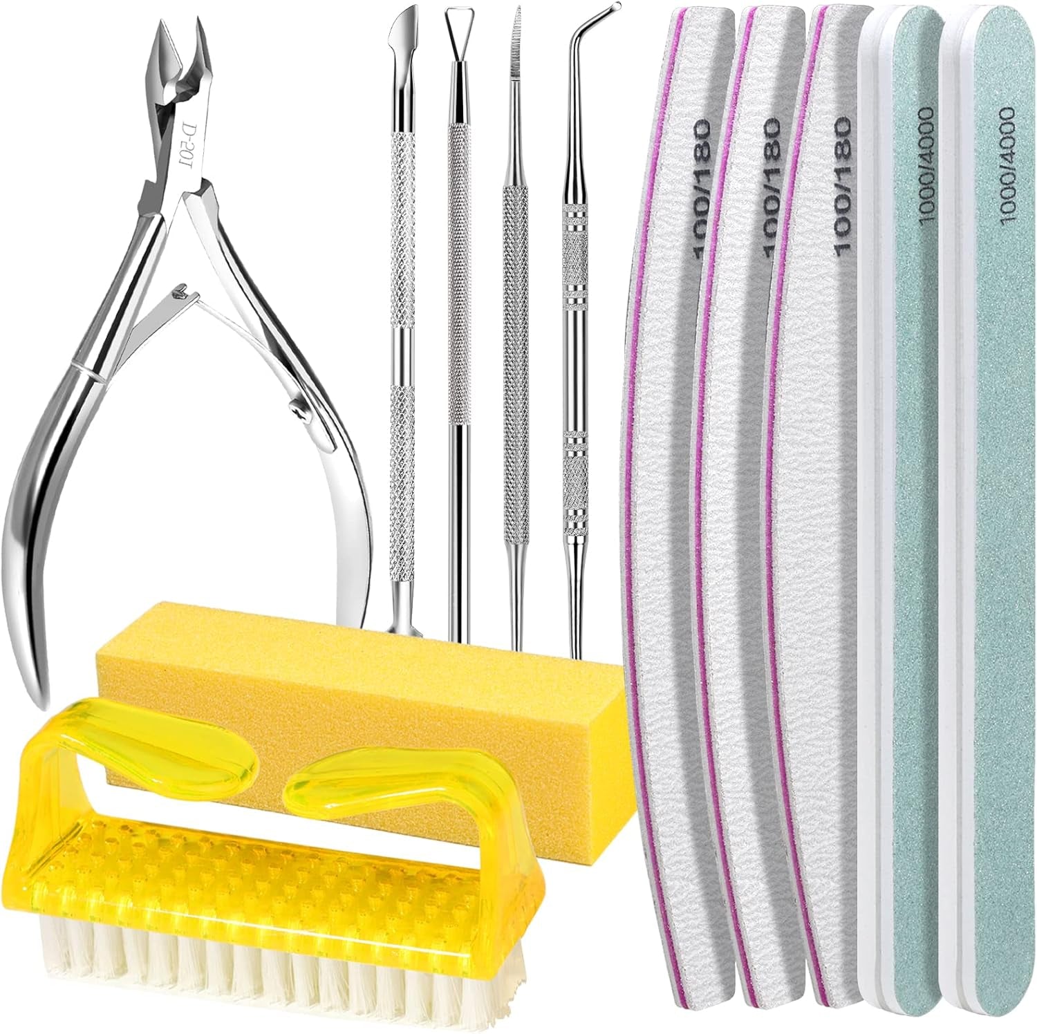 FANDAMEI Set de manicura, Buffer Für Nägel, Nagelfeile 100/180, Nagelfeilen Für Gelnägel, Nagelhautschieber, Buffer Für Gelnägel, Feilen Für Gelnägel, Nagelzange, Nagelfeilen Set, Maniküre & Pedicure Set