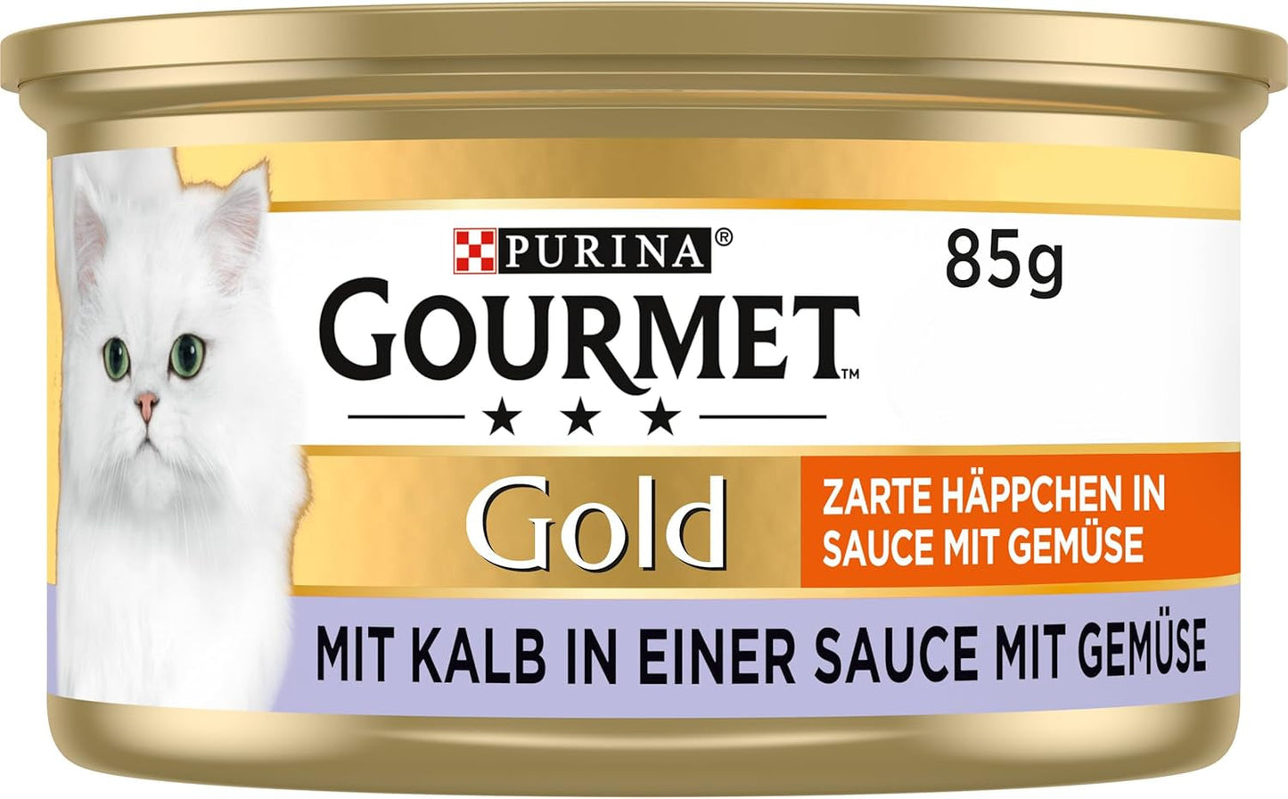 Gourmet Gold Tiernos Bocados en Salsa de Verduras Comida Húmeda para Gatos de Ternera y Verduras Paquete de 12 (12 x 85 g)