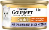 Gourmet Gold Tiernos Bocados en Salsa de Verduras Comida Húmeda para Gatos de Ternera y Verduras Paquete de 12 (12 x 85 g)