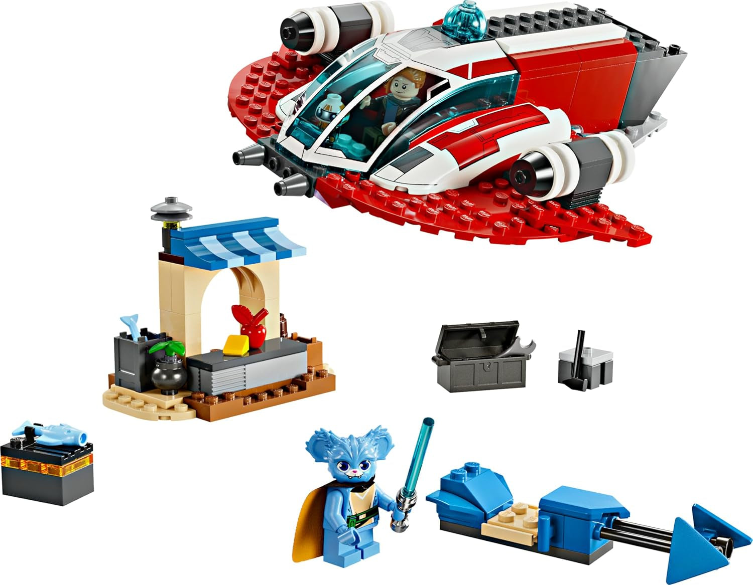LEGO Star Wars: Las aventuras del joven Jedi Halcón de Fuego Carmesí, Set inicial para niños con nave espacial para construir, moto deslizadora y 3 figuras, regalo para niños y niñas de 4 años 75384 Juegos de construcción Besuche den LEGO-Store