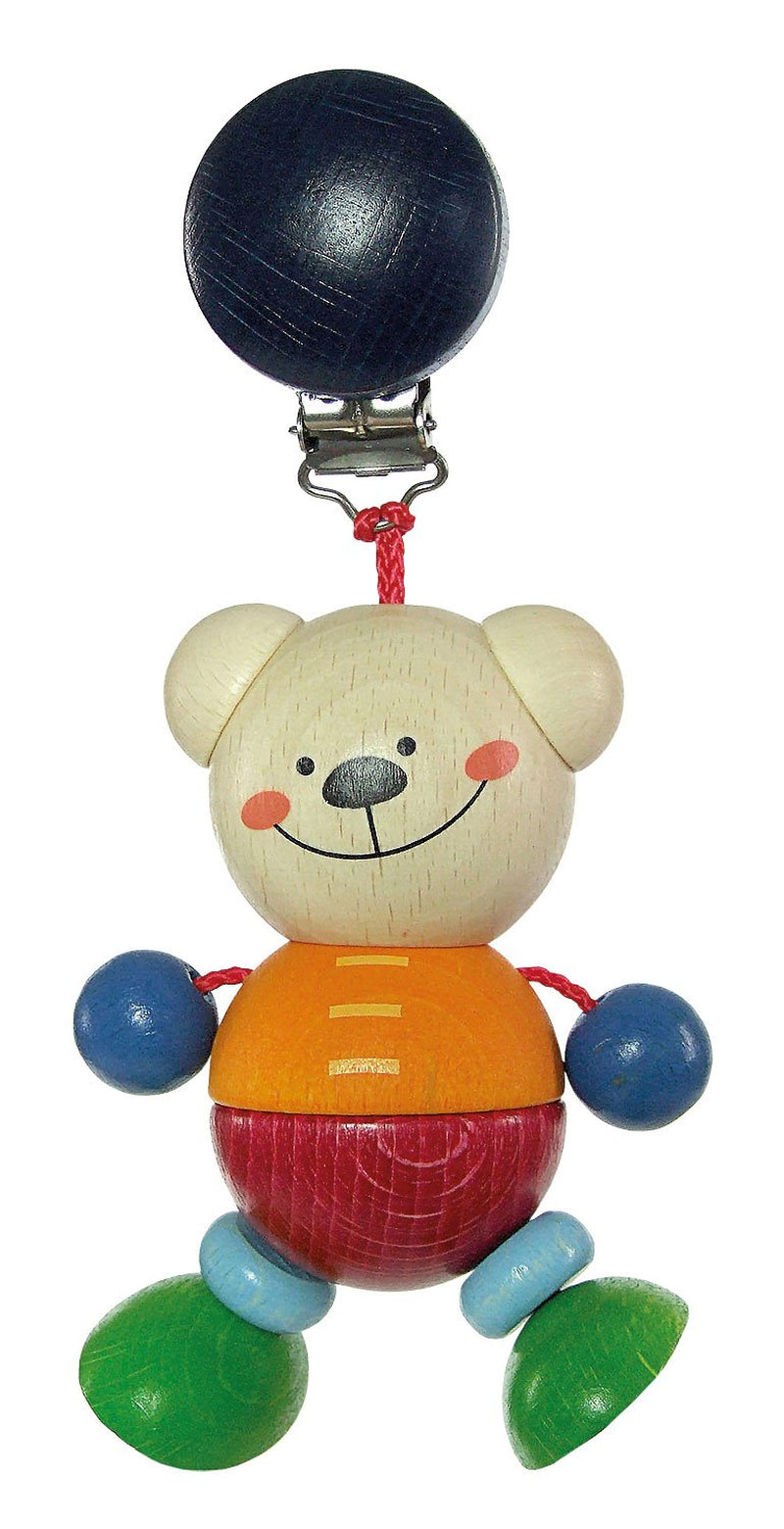 Juguete de madera 12778 - Colgante de madera, serie el osito Henry, para bebés a partir de 3 meses, hecho a mano, con clip de seguridad, dimensiones aprox. 6,5 x 4 x 19 cm Tienda Jucarii Bebe Naty Título predeterminado