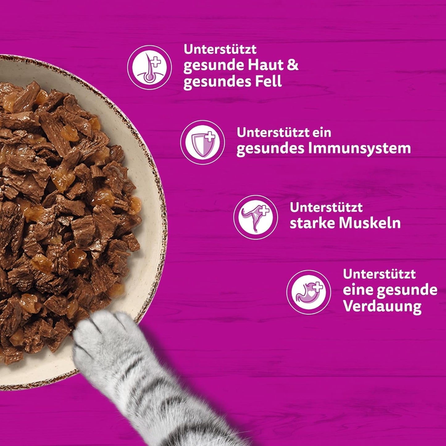WHISKAS PURE DELIGHT Comida húmeda en gelatina 24 x 85g Ragú clásico (4 paquetes) 48 sobres racionados