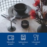 Villeroy & Boch Manufacture Rock Starter Set, 6 piezas, negro, apto para lavavajillas y microondas, vajilla negra mate, vajilla, cubiertos, porcelana premium