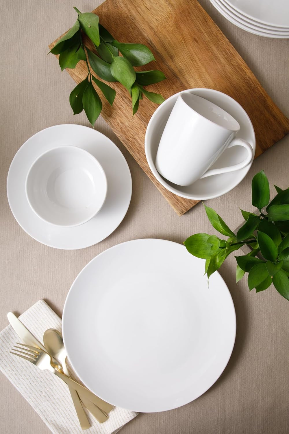 Zen Buffet Vajilla de Porcelana, Servicio para 6 (30 Piezas), Blanco (Tazas)