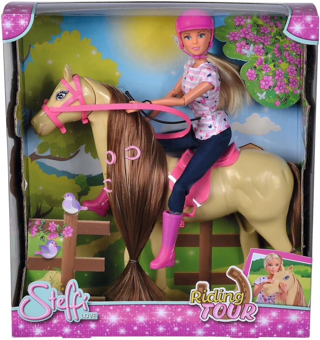 Simba 105730939 - Steffi Love Traje para montar a caballo 2 caballos Muñeca de moda totalmente articulada 29 cm para niños a partir de 3 años