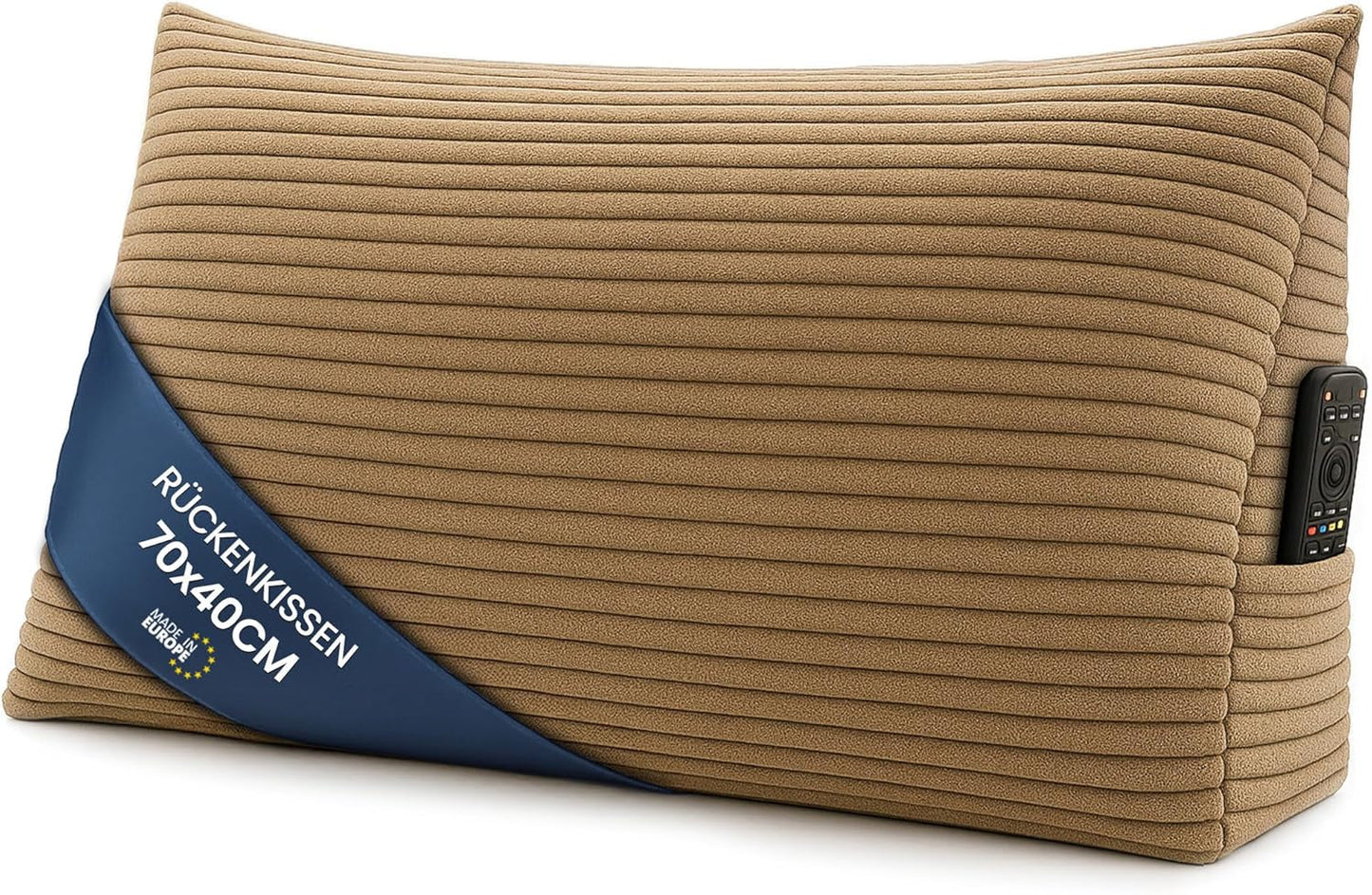 Almohada de plumas, cojín de respaldo, almohada de terciopelo, ancho 70 cm - almohada de lectura para cama, sofá y sofá, almohada de sofá grande, almohada de pared, almohada de sofá, almohada de lectura, almohada de respaldo, gris claro