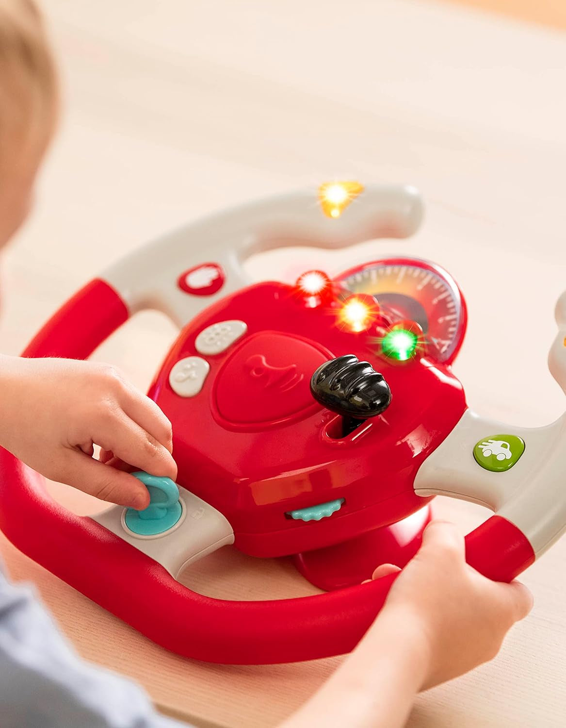Plastic Battat, BT2525Z Volante de Juguete Interactivo También para Viajes y Paseos en Auto con Luces y Sonidos para Niños de 2 Años en Adelante, Rojo, Compatible con Autos Bebe Toys Naty Shop