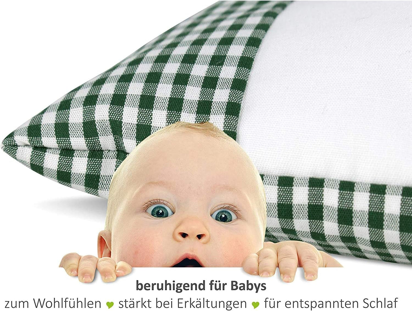 Gözze - Almohada con aroma a hierbas, relleno de mezcla de hierbas 200 g, funda 100% algodón, 30 x 20 cm - Almohadas estándar Plaid Green Naty Shop